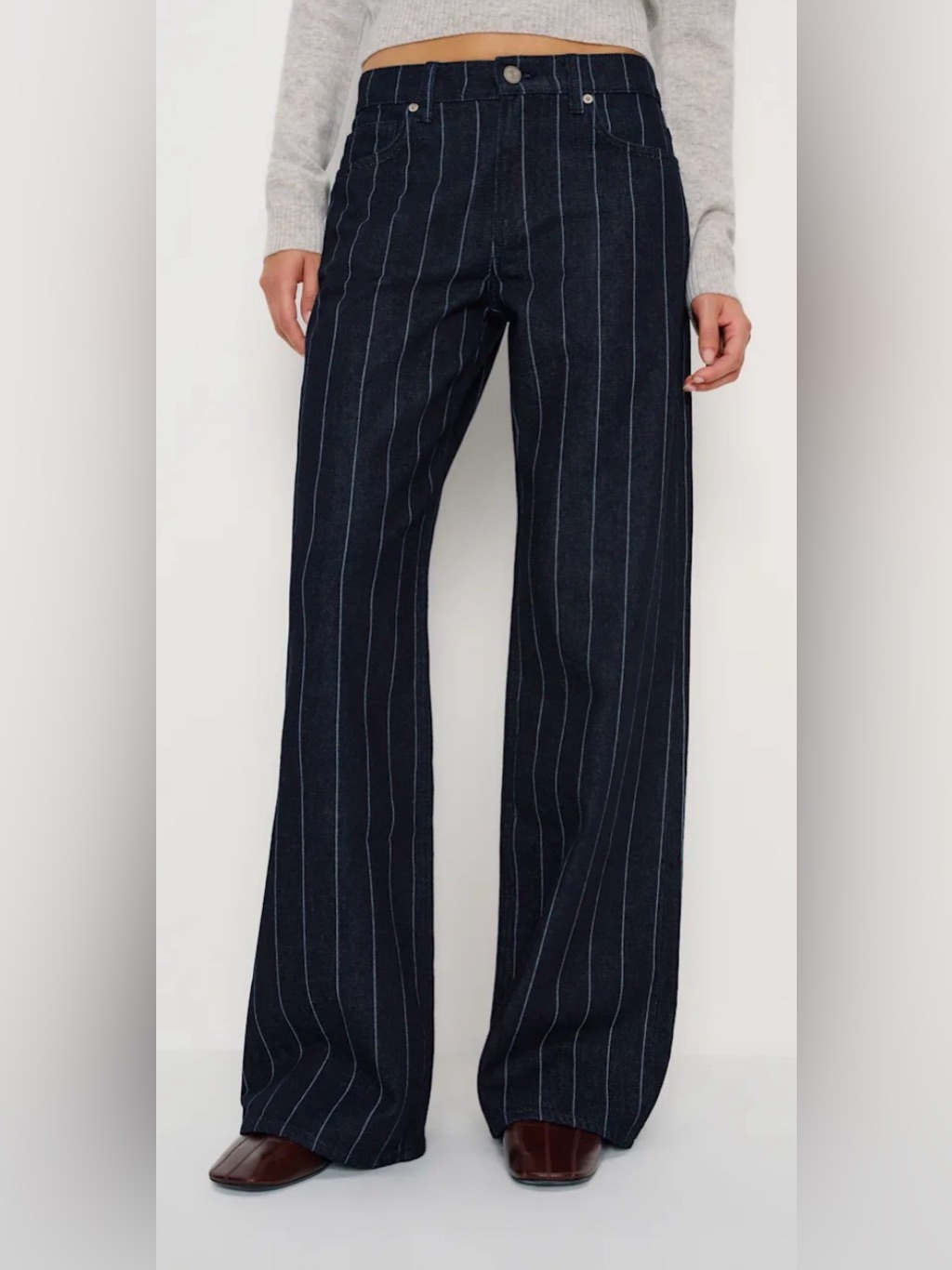 Reformation Cary Low Rise Slouchy Wide Leg Pinstripe New Nwt